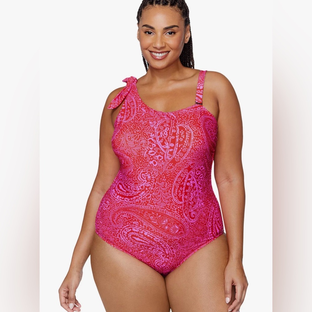 Raisins Curve Plus Size Marita One Shoulder One Piece Swimsuit Size 14W